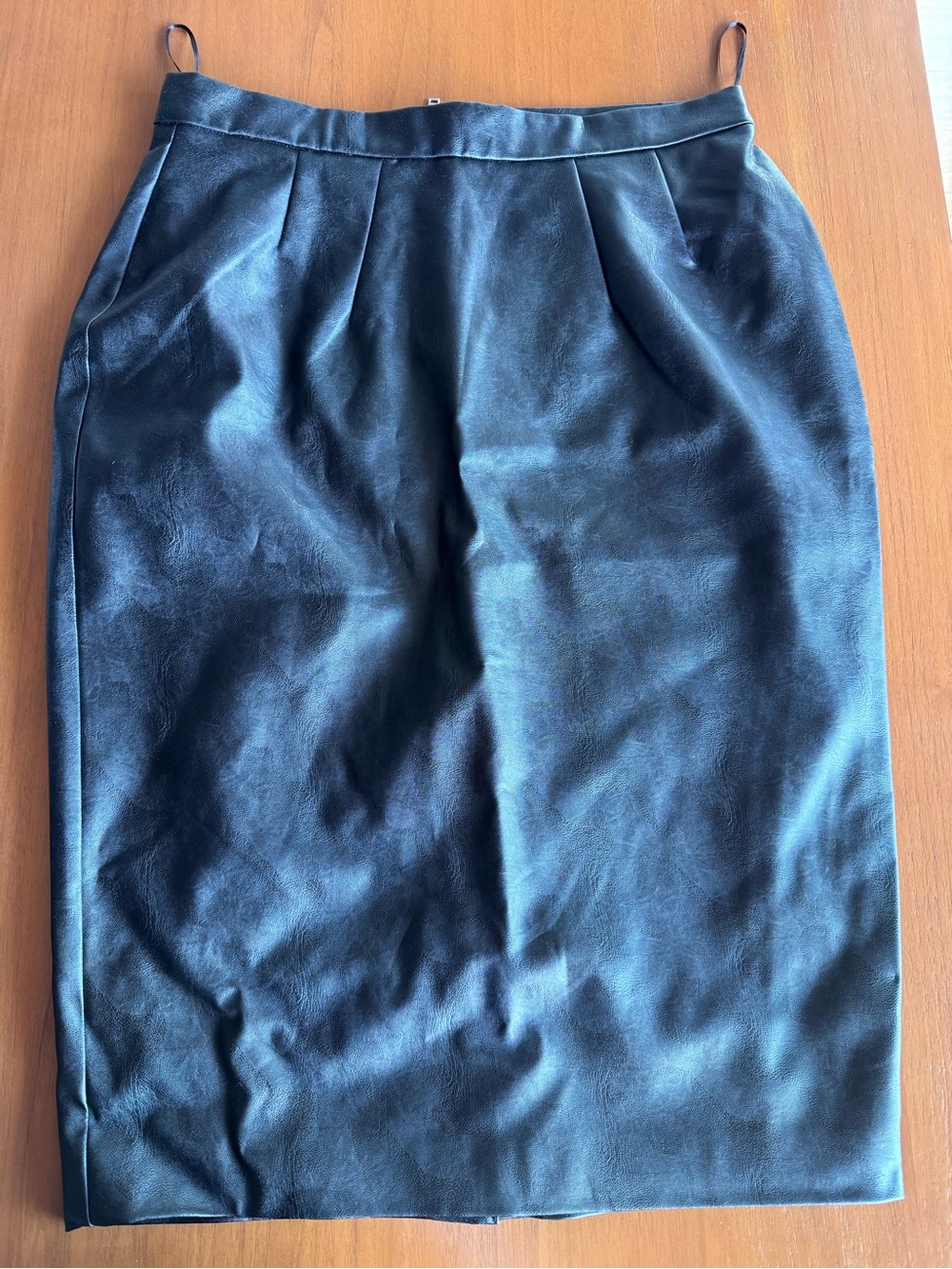 Vixen by Micheline Pitt Black Faux Leather Pencil Skirt